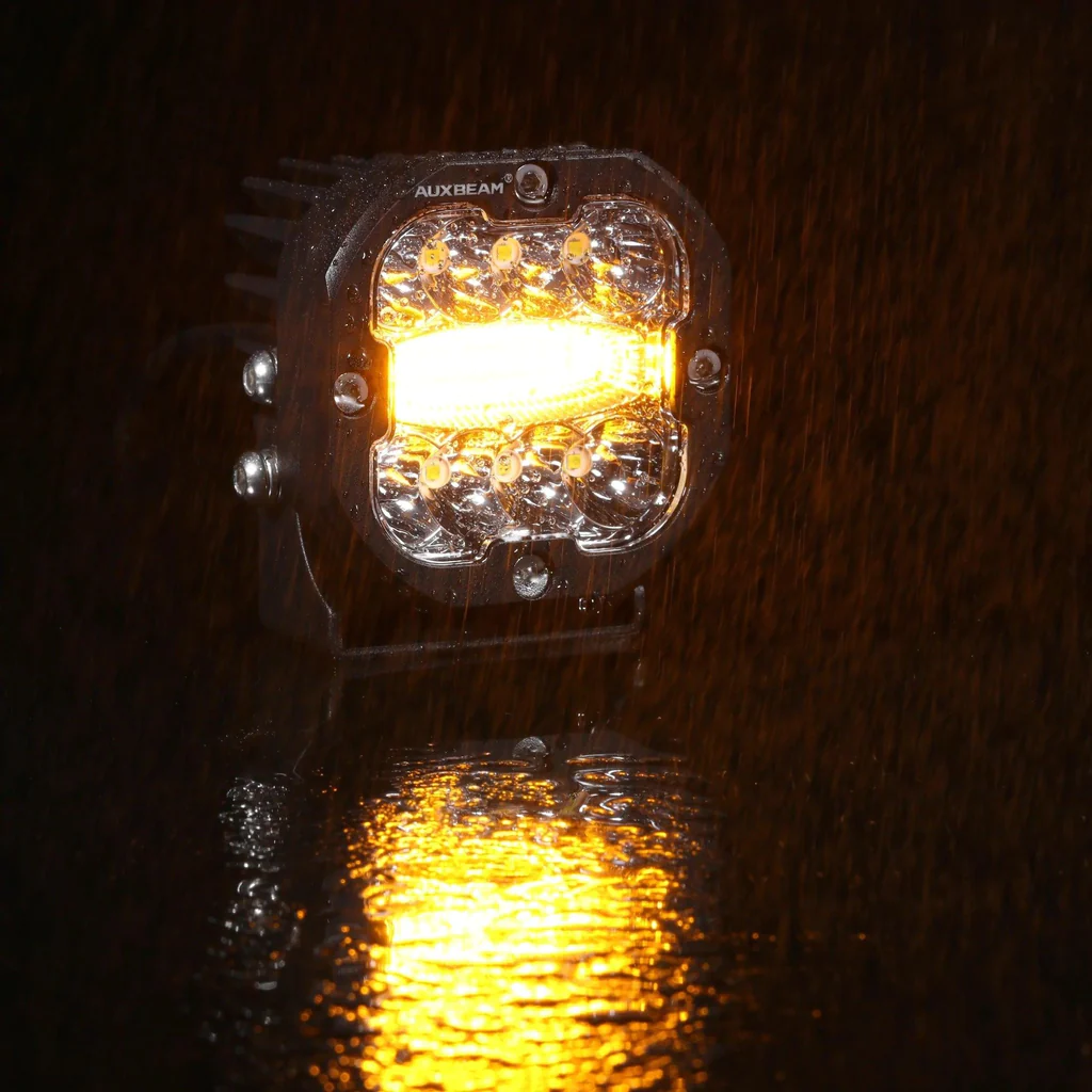 Auxbeam 3 Inch 96W 9600 Lumens 6 Modes White&Amber Flashing LED Pod Lights | Auxbeam | Auxbeam Auxiliary Lights - Image 12